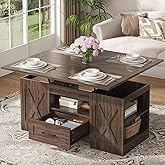 kepptory 39.4'' Lift Top Coffee Table with Storage, 4 in 1 Multi-Function Convertible Coffee Tables for Living Room, Farmhous