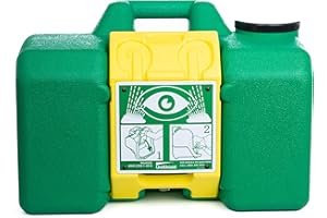 Unishield Eyewash Station 9-Gallon, OSHA/ANSI Compliant with one Eyewash Wall Mounted V-Sign, Highly Visible, Gravity Flow, Indoor/Outdoor, Pull Activated and Ready for Use