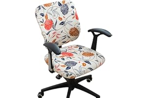 FORCHEER Printed Desk Chair Cover Stretch Split Office Chair Covers Two Pieces Washable -Spring Floral