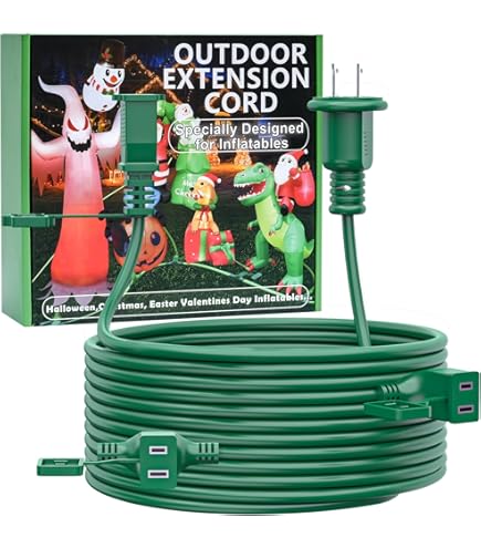 Cable De Extensión 16/3 Negro Para Interior Y Exterior - Paquete De 2 De 3 Pies Resistente E Impermeable