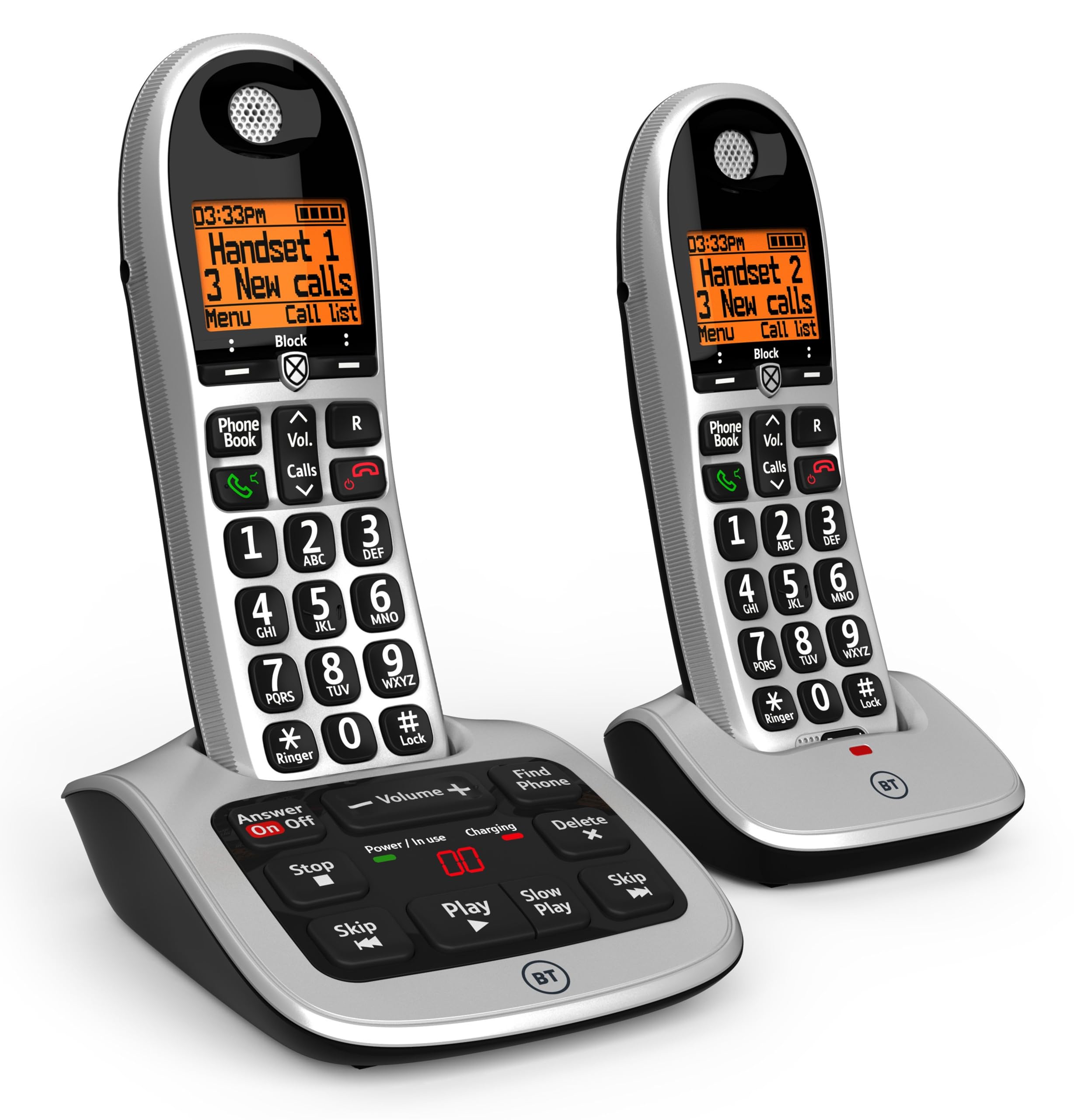 BT 4600 Cordless Landline House Phone, Home Phone, Big Buttons, Advanced Nuisance Call Blocker, Answer Machine, Twin Handset Pack