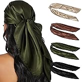 HBselect 4PCS Head Scarf for Women Valentine's Day Gifts 35” Head Scarves Silk Like Satin Neck Scarfs Square Bandana