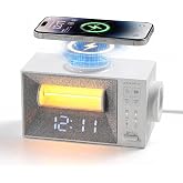 Zenvatx Sound Machine Alarm Clock with Wireless Charger for Bedroom, Hotel | Dual Alarm Clock with Snooze, White Noise Machine for Sleep with 20 Soothing Sound, Gentle Sunrise Wake Up Light, Night Light