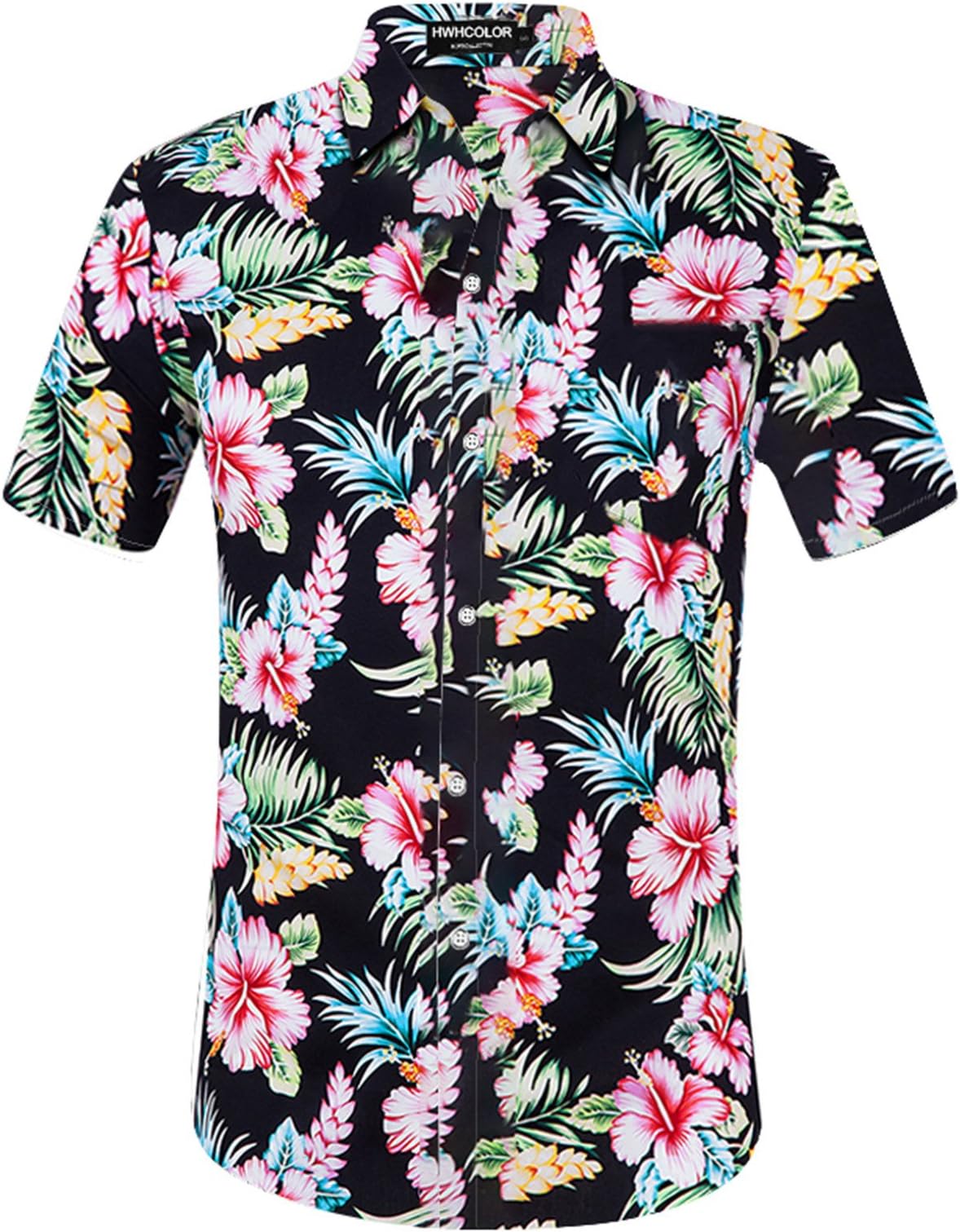 HWHColor Men's Hawaiian Aloha Beach Short Sleeve Shirt Casual Relaxed-Fit Button Down Shirts