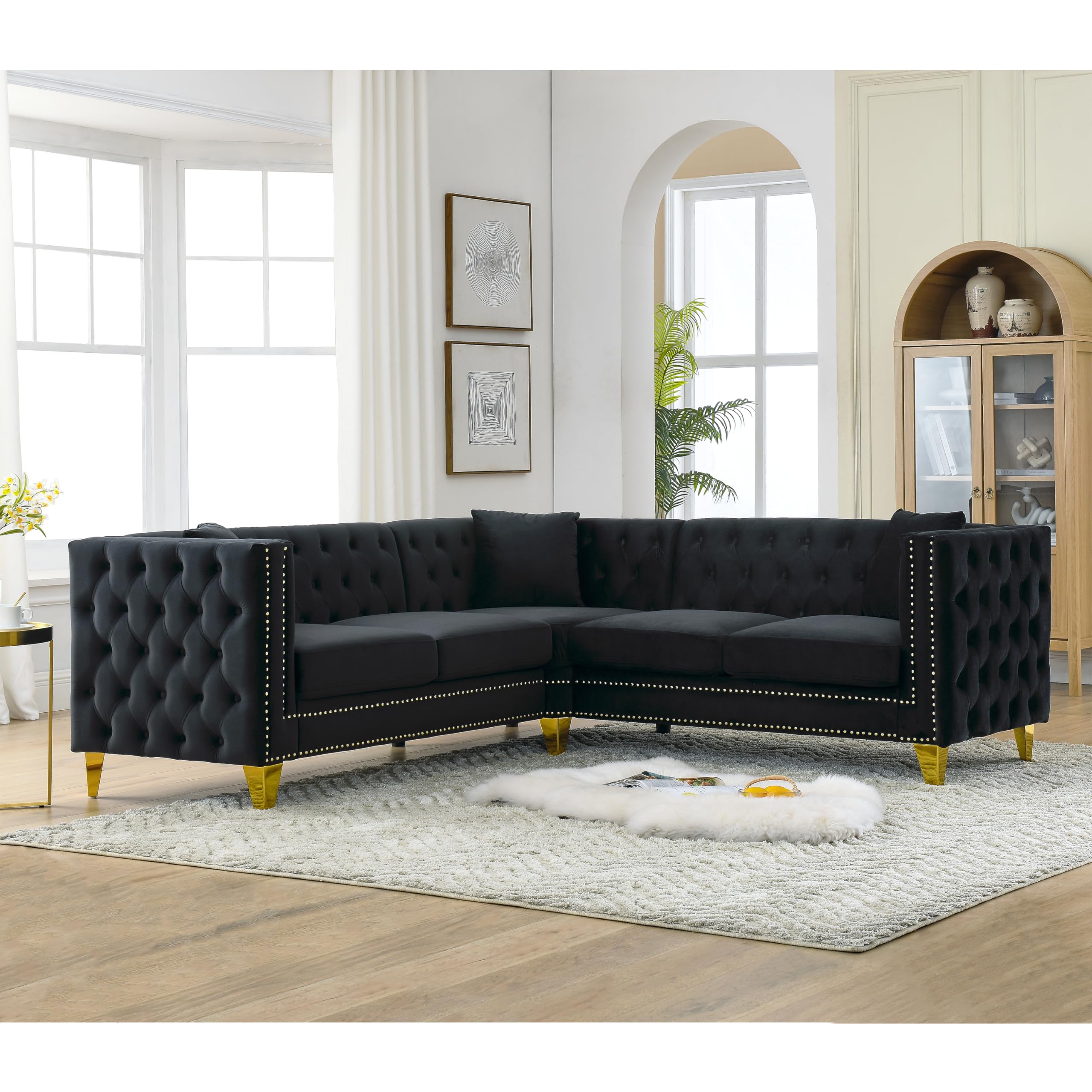 ERYE L-Shaped Symmetrical Sectional Sofa Couch 5