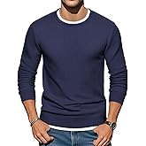 COOFANDY Men Crew Neck Knit Sweaters Lightweight Knitted Sweaters Long Sleeve Pullover Sweater Casual Dress Sweater