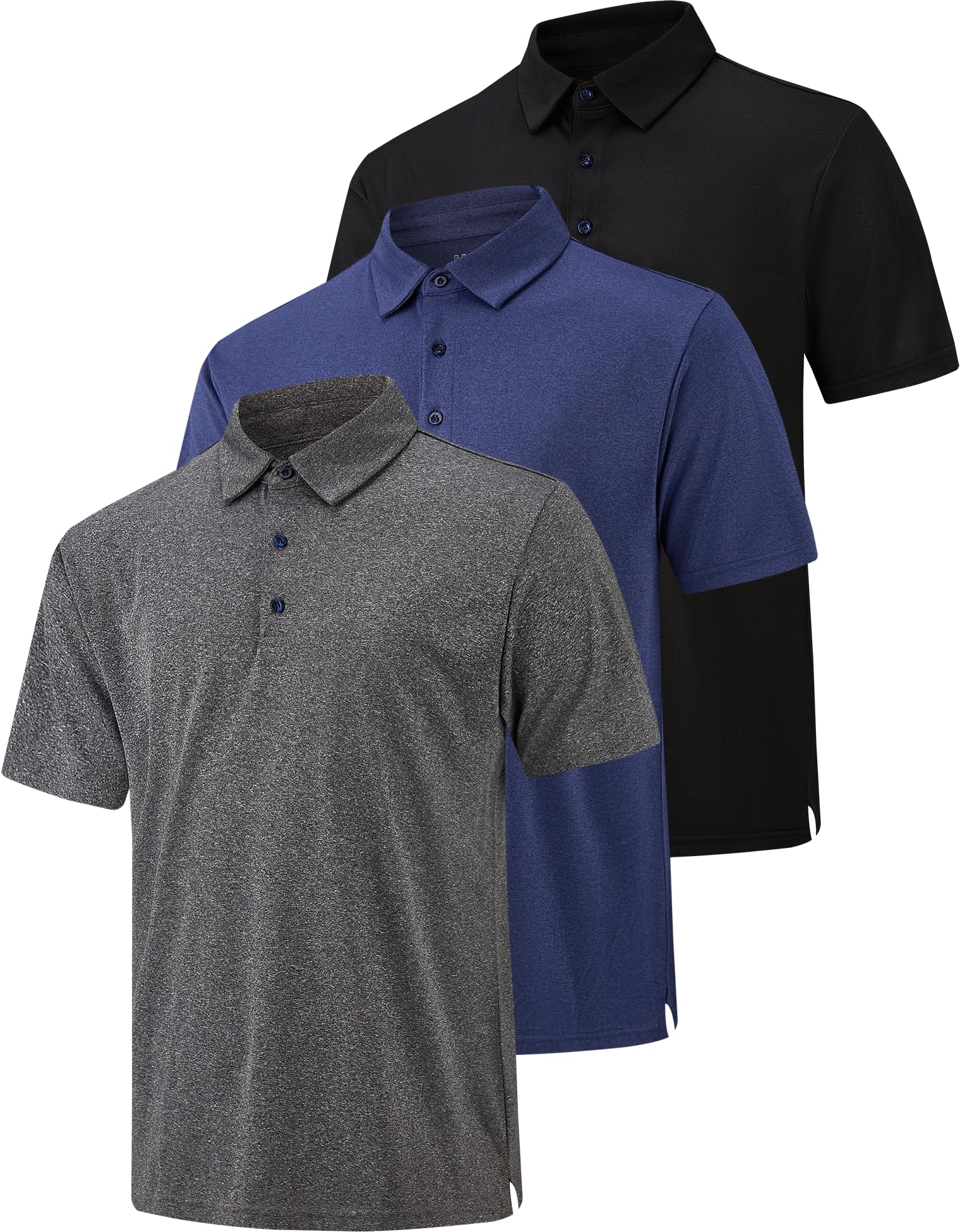 Photo 1 of 3 Pack Polo Shirts for Men Dry Fit Performance Short Sleeve Golf Polo Shirts (as1, Alpha, xx_l, Regular, Regular, A01).   XL.