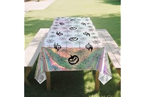 AOYOO Halloween Spiderweb Tablecloth, Iridescent Holographic Foil Disposable Table Cover (2 Pack) - for Spooky Party, Birthday, Bachelorette, Bridal Shower Decorations