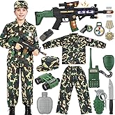 GIFTINBOX Kids Army Costume For Boys Military Soldier Costume with Army Toys,Dress Up Boy Costume Halloween Costumes for Kids Boys 5-7…
