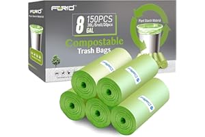 Compostable Trash Bags - FORID 8 Gallon Garbage Bags 150 Count Trash Can Liners 30 Liter Unscented Medium Wastebasket Bags for Kitchen Bathroom Home Office Garbage Can (5Rolls/Green) - Durable & Thick