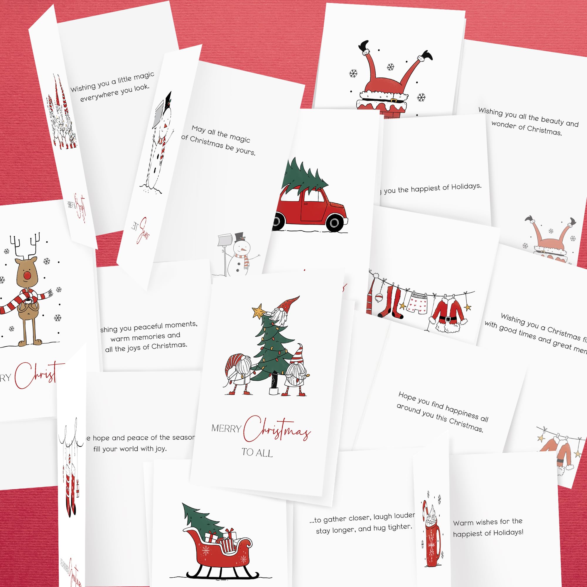 AUDREE Christmas Cards With Envelopes & Matching Stickers (20 Pack 4
