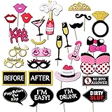 Bachelorette Party Photo Booth Props Kit,Konsait Girls Night Out Games Bachelorette Party Decoration Dress Up Accessories for Wedding (30 Count)