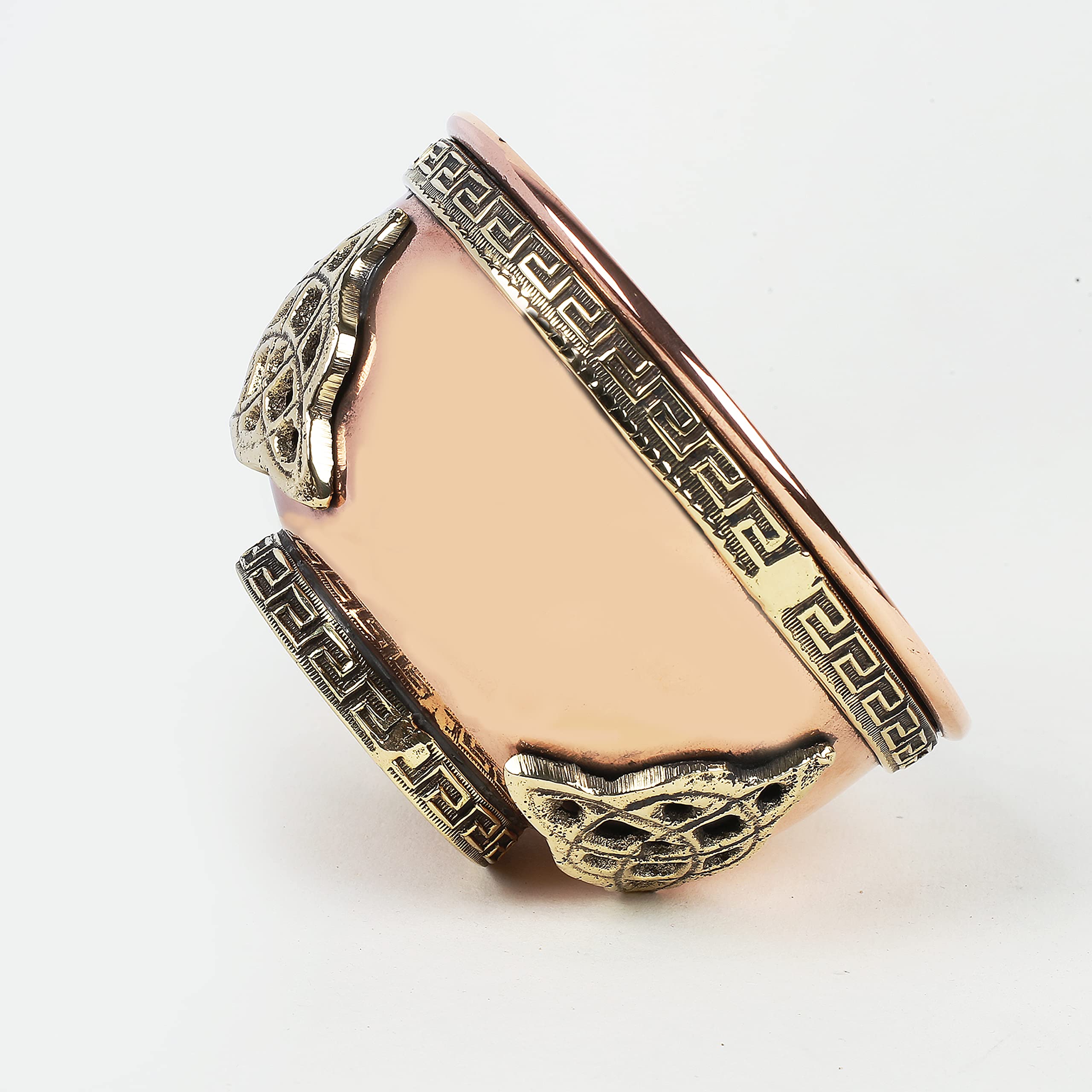 Indian Consigners Small Altar Witchcraft Serving, Offering or Smudging Copper Brass Bowl (Triquetra)