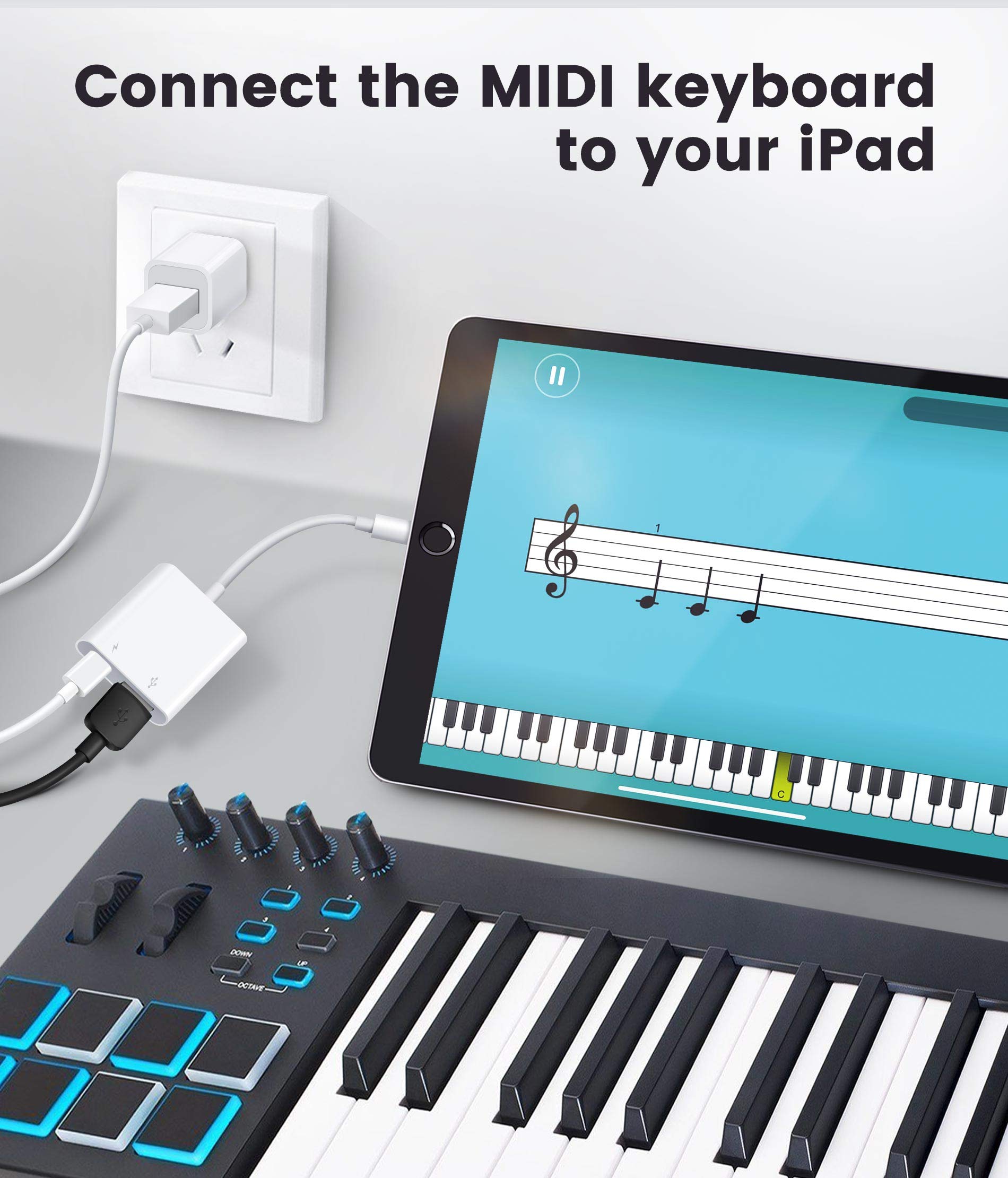 USB Adapter for iPhone/iPad, L?ghtn?ng to USB Female OTG Adpater,USB3 to iPad Adapter with Charging Port,Supports FlashDrives,MIDI,SD Card Reader and Mouse,Plug&Play