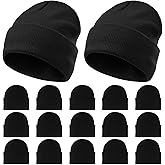 15 Pack Winter Beanie Hats Bulk for Men Women, Cuffed Skull Caps