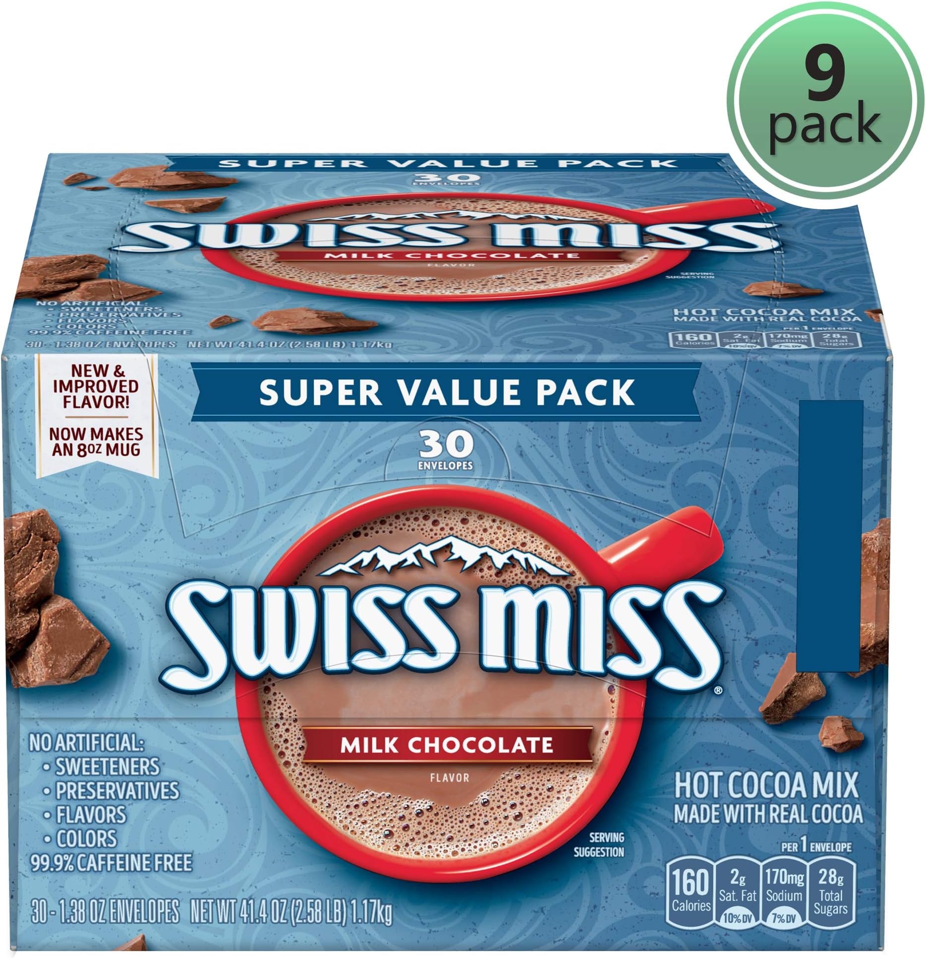 Milk Chocolate Swiss Miss Hot Cocoa Mix, 30 ct - Pack of 9