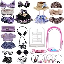 Vêtements Pour Labubu - Accessoires De Poupée Conçus Pour Labubu De 15 Et 17 Cm (accessoires 19 Pièces Style E, Lot De 5 Tenues Et 14 Accessoires