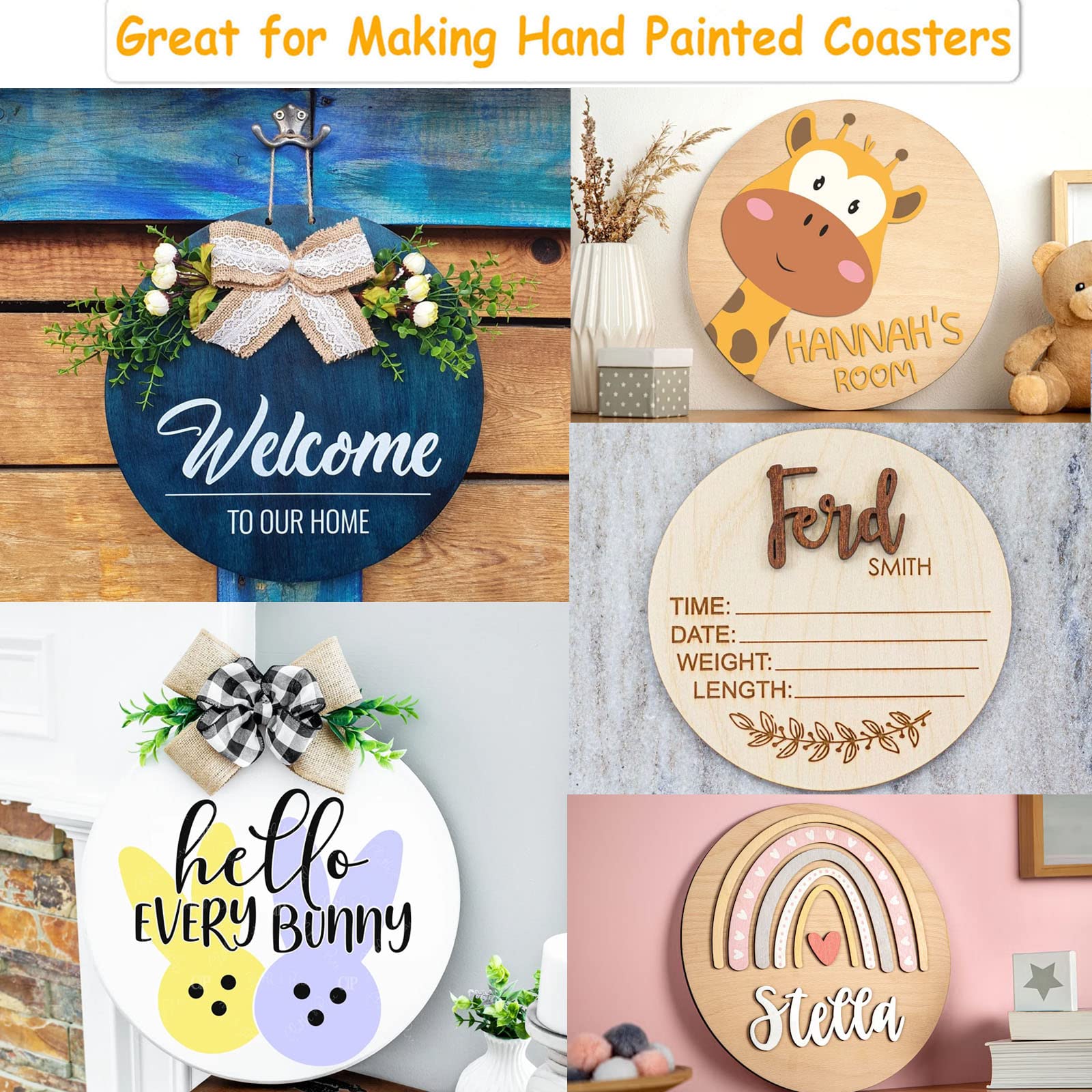 12 Inch Wood Circles for Crafts, 10Pcs Unfinished Wood Rounds for Cricut Projects, Burning, Painting, Door Hanger, DIY Wooden Crafts Christmas Halloween Holiday Home Decor(10PCS)