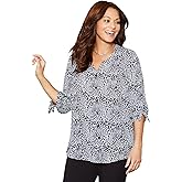 Catherines Women's Plus Size Georgette Button Down Tie Sleeve Cafe Blouse