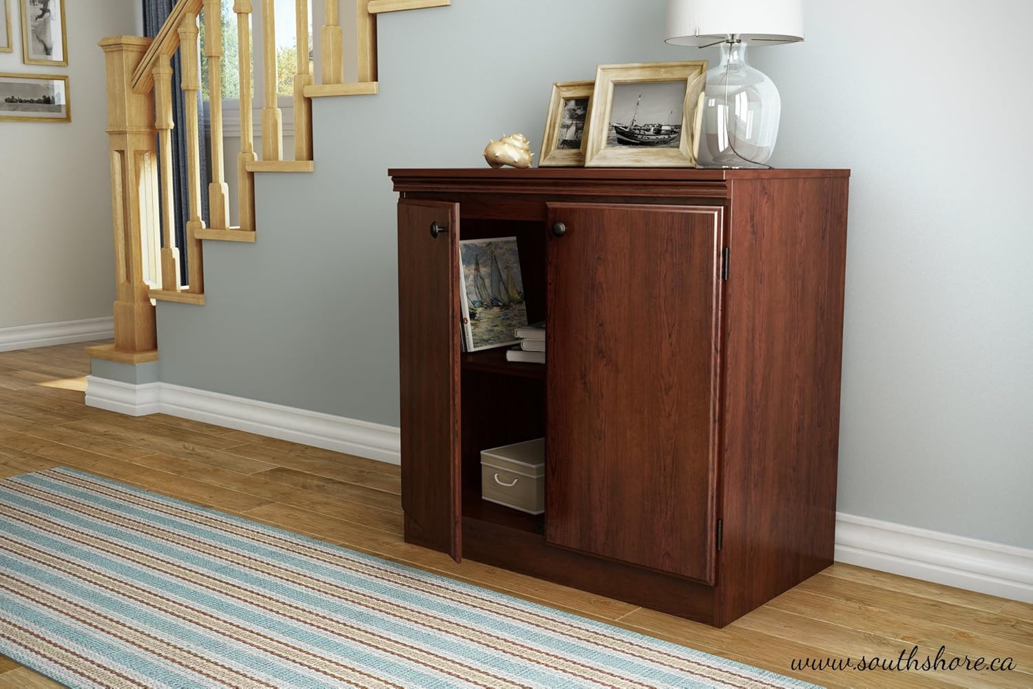 South Shore Small 2-Door Storage Cabinet with Adjustable Shelf, Royal Cherry: Furniture & Decor