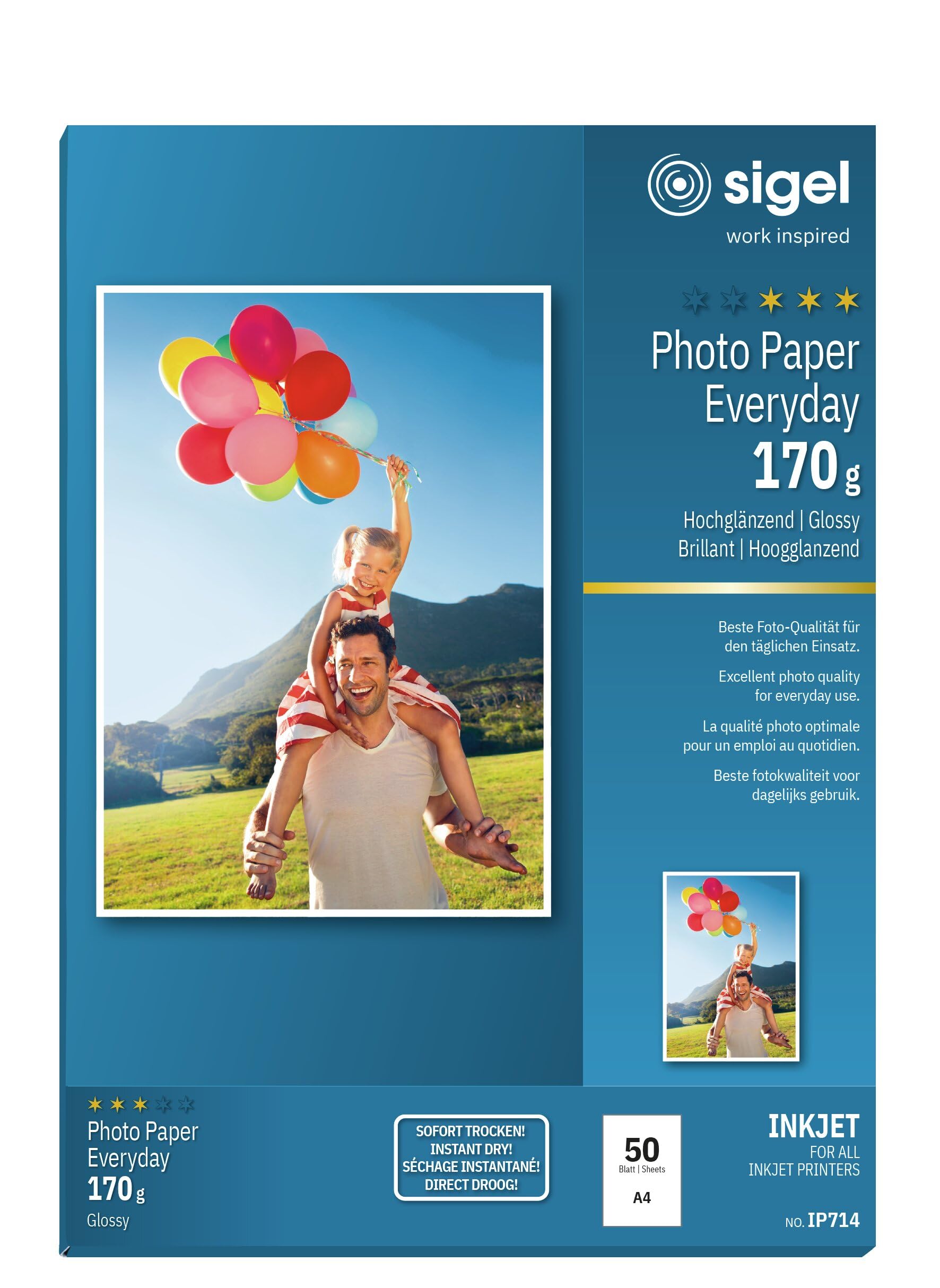 SIGEL IP714 Everday Photo Paper, InkJet, glossy, 170 gsm, A4, 50 sheets — image 1