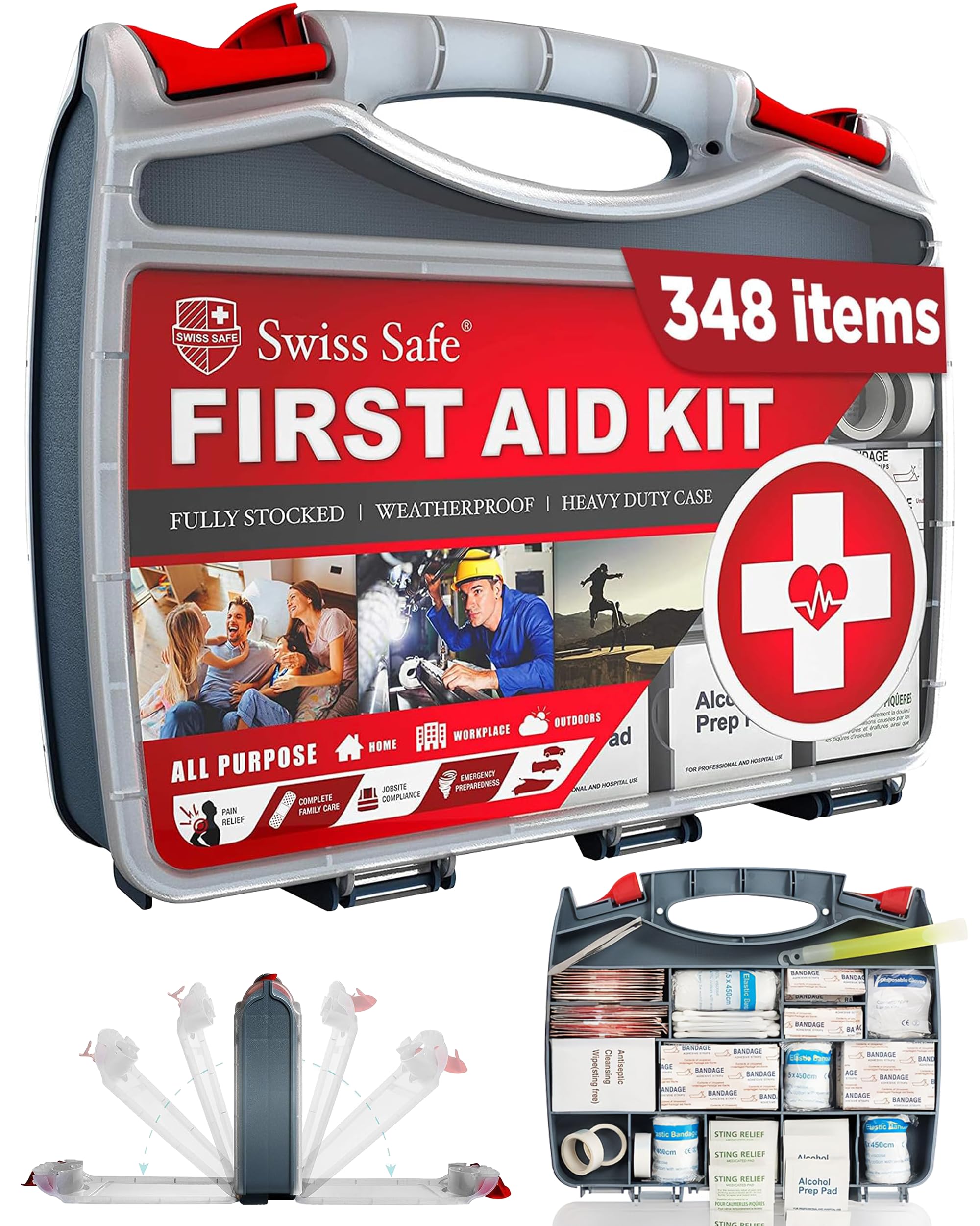 Swiss Safe 2-in-1 First Aid Kit for Car, Travel