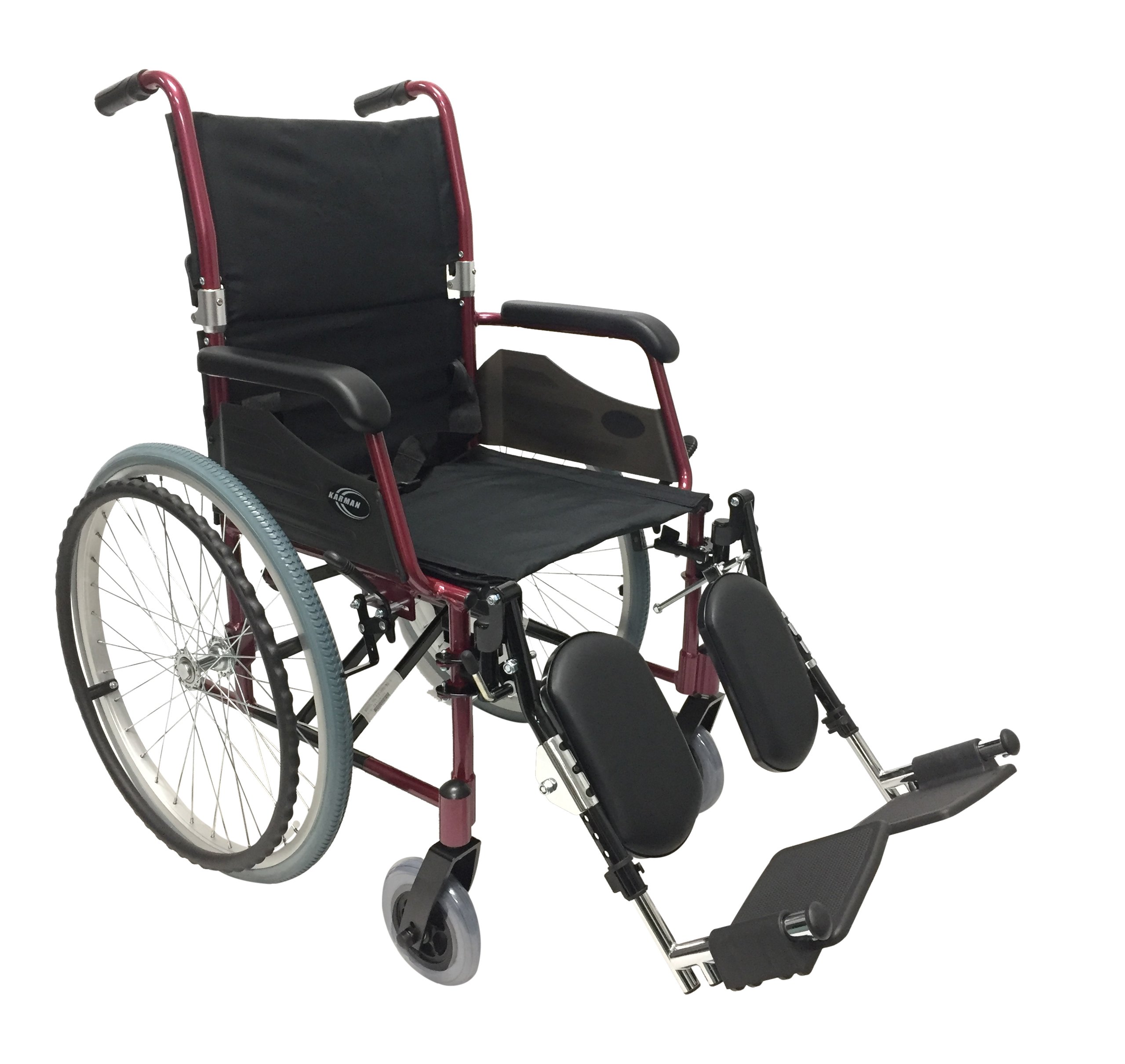 Karman 24 Pound Ultra Lightweight Wheelchair in Burgundy with Elevating