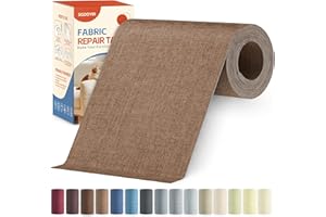 Sgooyir Linen Fabric Repair Tape Kit, 4" x 80" Self-Adhesive Couch Patch Repair Fabric Patches for Furniture, Clothes, Upholstery, Carpets, Chairs, Sofas, Pillows Camel Brown