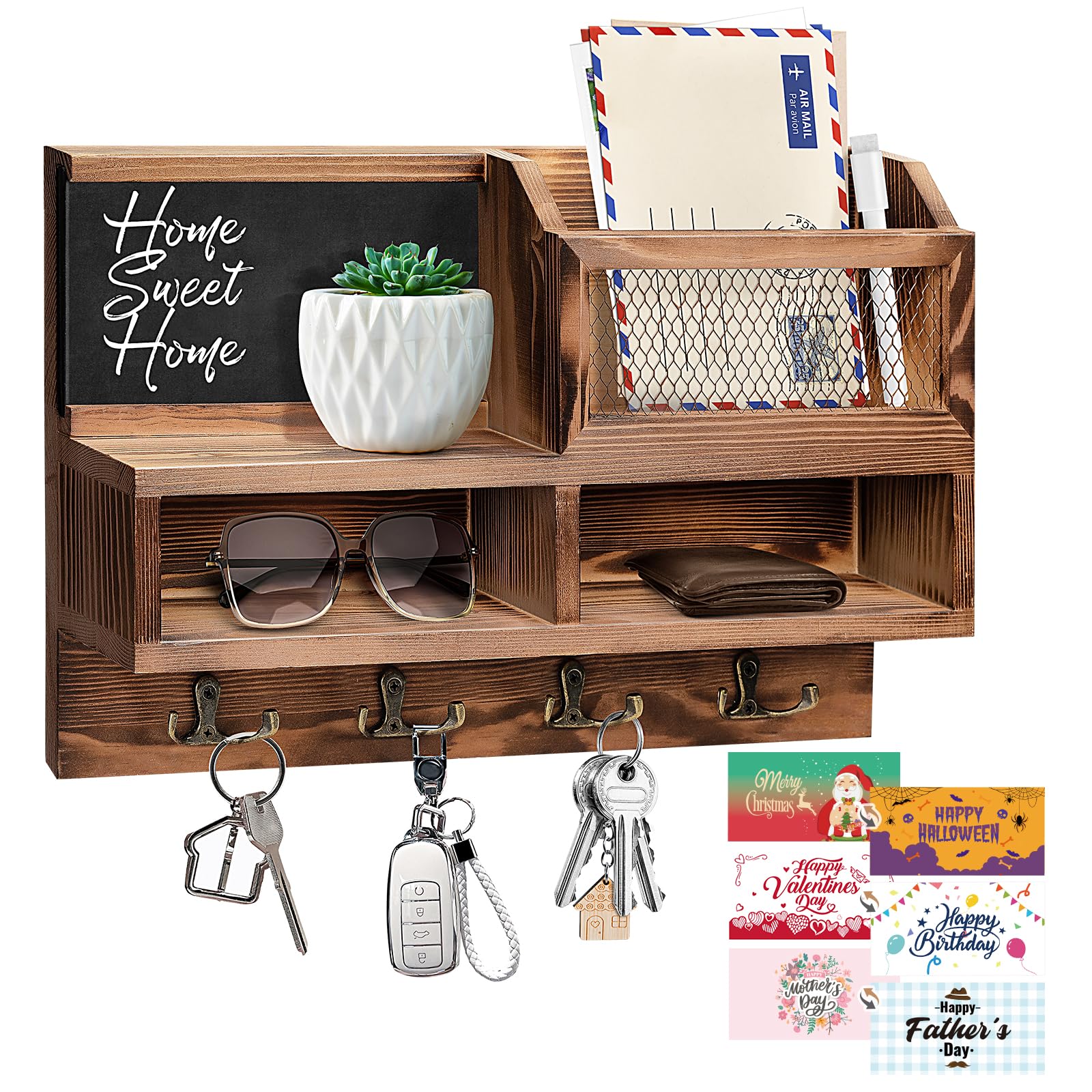 Storage Key And Mail Wall Organizer Key Hooks For Wall Key Holder