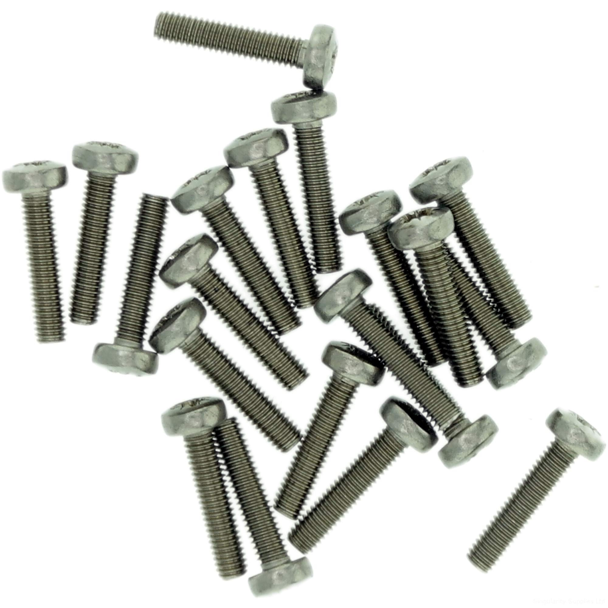 M2 (2mm x 8mm) Pozi Pan Machine Screw (Bolt) - Stainless Steel (A2) (Pack of 20)