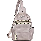 FADEON Large Sling Bag for Women, Leather Crossbody Purse Designer Anti Theft Sling Backpack, RFID Fanny Packs for Travel