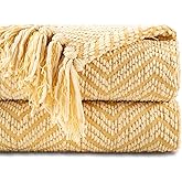 BATTILO HOME Yellow Throw Blanket for Couch, Fall Decor Blankets & Throws, Fall Throw Blanket for Autumn Halloween Decoration, Yellow Throw Blankets for Bed Sofa, 50"x60"