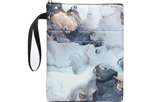 DSIUE Book Sleeve Book Covers Book Protector with Zipper Washable Fabric for Teen Adult Book Lover Teacher Student,11.4 X 9 Inch (Marble Cyan)