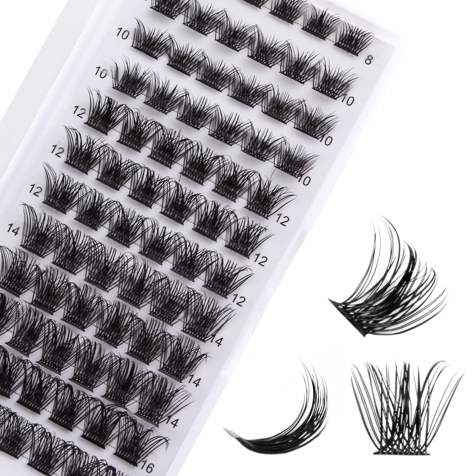 Lashes Cluster 72 Pcs Individual Lashes D Curl 8-16 mm Length, DIY Eyelash Extension False Lashes Soft Fluffy Cluster Eyelas (MIX-1)