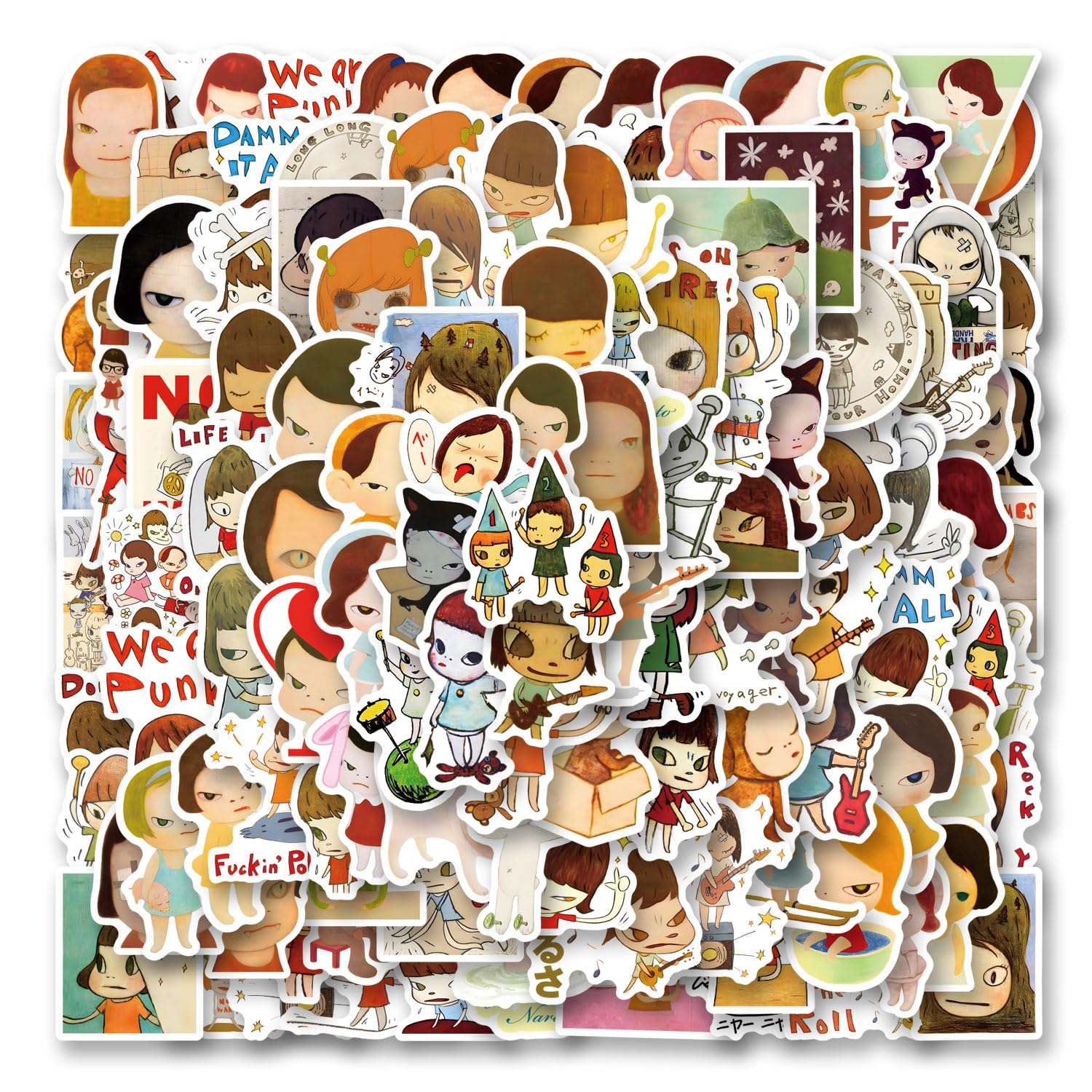 Photo 1 of 130pcs Yoshitomo Nara Stickers Pack,Aesthetic Vinyl Waterproof Decals for Water Bottle,Laptop,Phone,Skateboard,Scrapbooking,Bumper Decor for Fans for Party Supply Decor