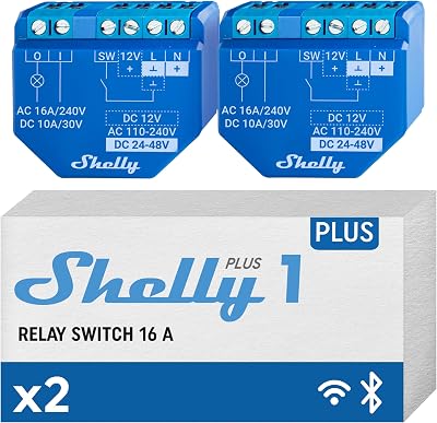Shelly Plus 1 WiFi Bluetooth Smart Relay Switch 2 Pack Alexa Google No Hub