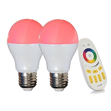 LIGHTEU 2x WLAN LED Lampe original, 6 W, E27, dimmbar, Farbwechsel Glühbirne mit 4 zonen Fernbedienung, warmweiß LT-6W-RGB-2-