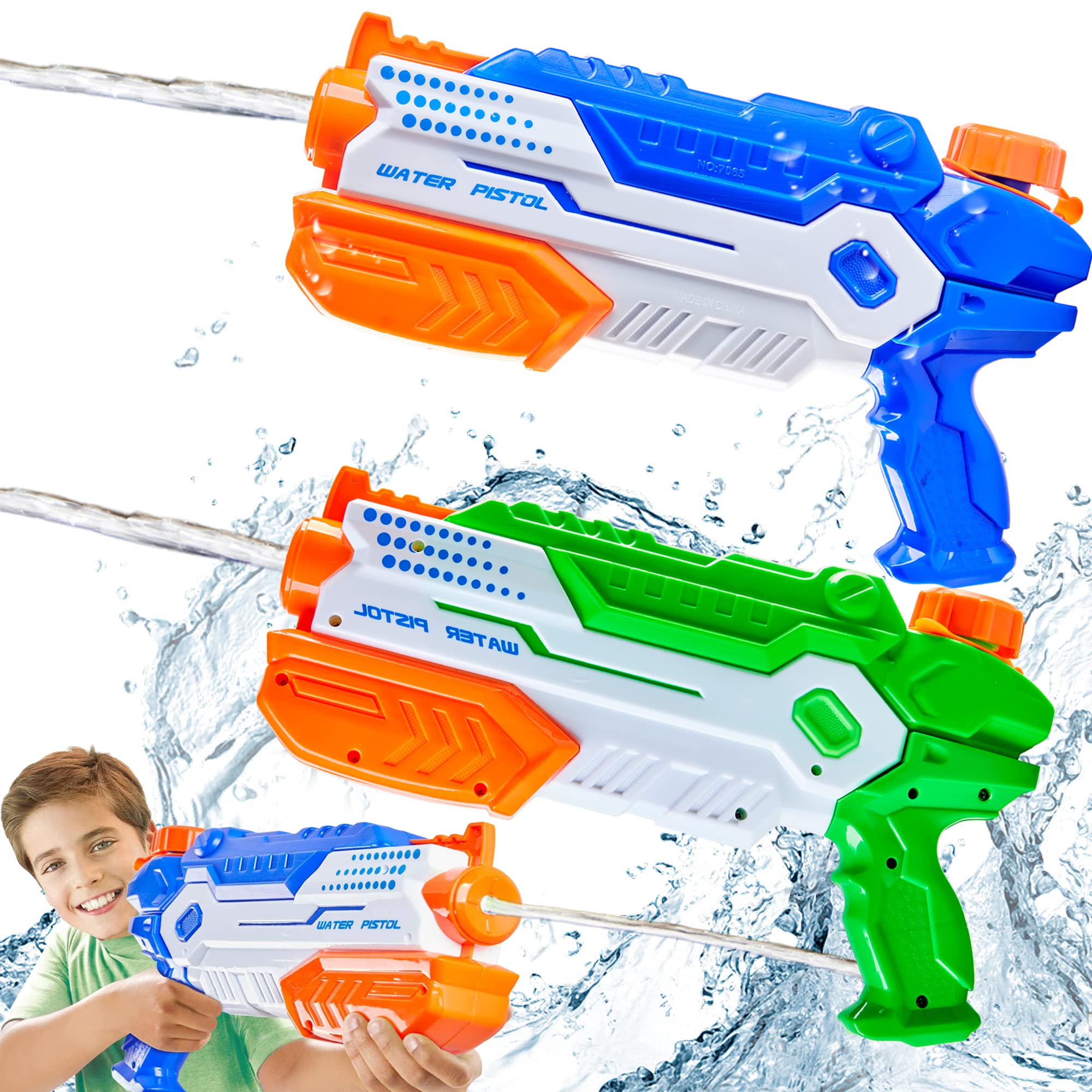 Yetech Water Gun, 2 Pack Water Pistol with Large Capacity, 26ft Long Shoot Range Powerful Pump Water Guns For Kids and Adults Squirt Guns Blaster Toy for Pool Garden Beach Water Fighting