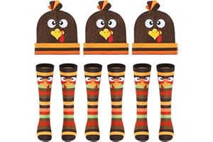 Toulite 3 Set Turkey Trot Costume Hat Socks Thanksgiving Day Costume Turkey Beanie Hat for Women Man