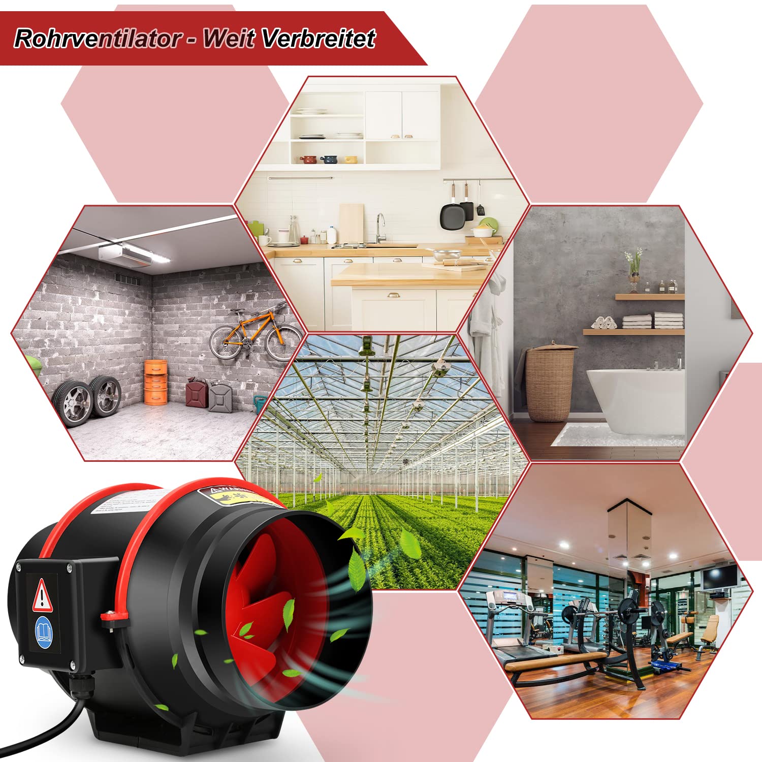 Ikodm 100 mm Einstellbar Rauchabzug Rohrventilator Inline-Kanalventilator, 320 m3/h Abluftventilator Lüfter Leise mit Fernsteuerung, EU-Stecker Für Bad,WC,Küche,Gewächshaus,Zelt,Garage 7