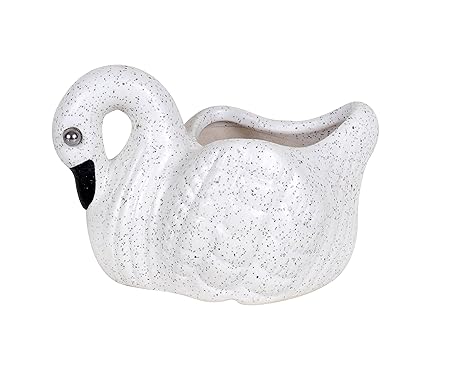 adroit Amber Shine Ceramic Indoor Table Top Planter Swan with Drainage Hole at The Bottom