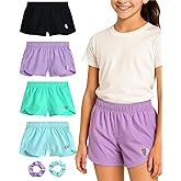 Body Glove Girls Athletic Shorts - 4 Pack Active Performance Fleece Running Short - Girls Gym Workout Dolphin Shorts