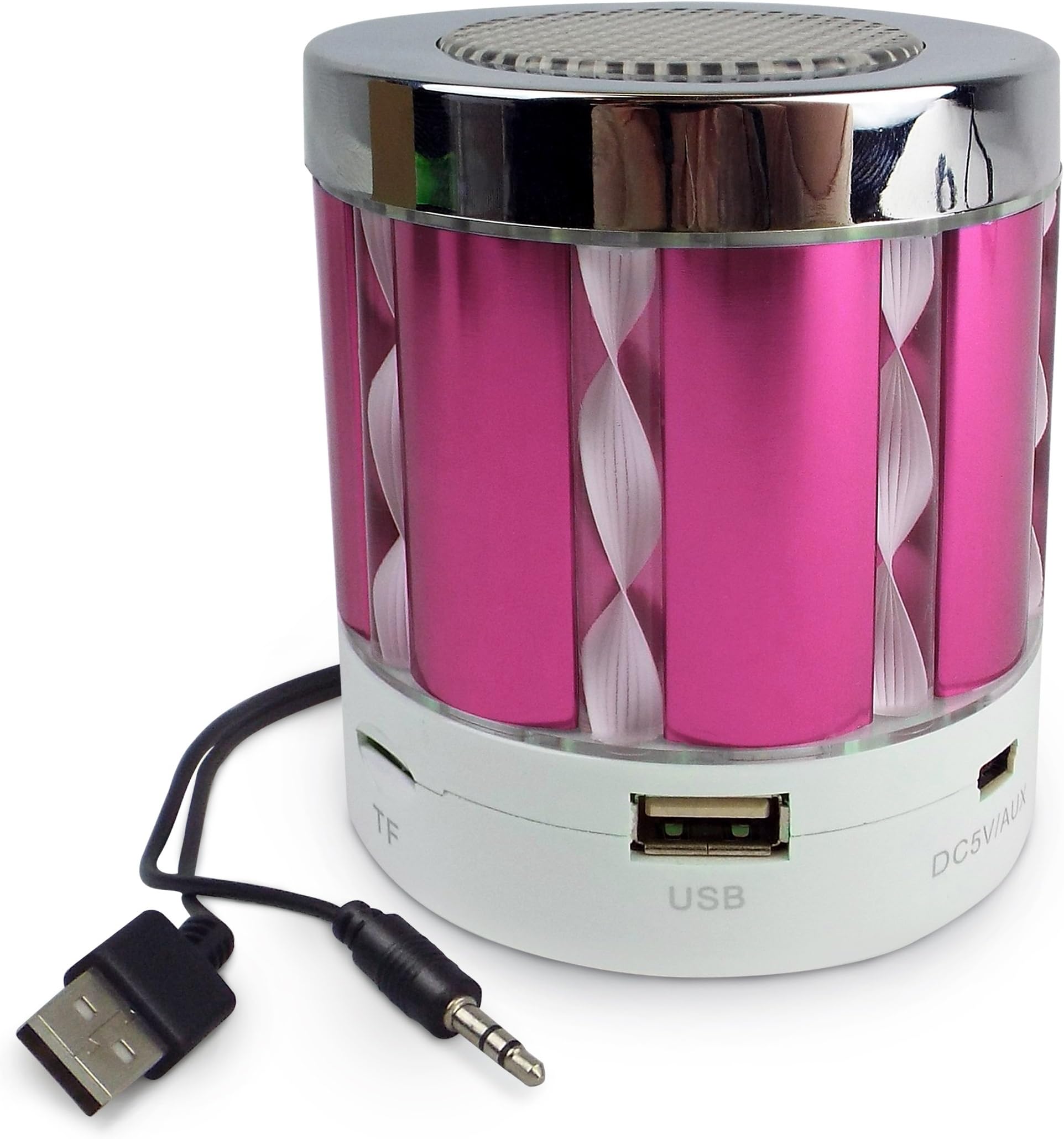Portable Bluetooth Speaker with Flashing Lights and Radio - Rose Pink