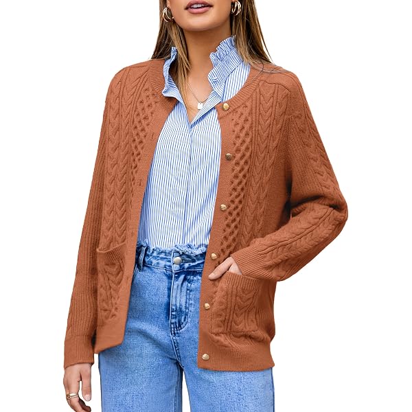 Women's Harajuku Streetwear Cardigan - Thick Knit Long Sweater With Contrast Color Design