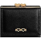 YINHEXI Wallet for Women, Cute Wallet Card Holder, Small Trifold RFID Blocking Purse, Cute Small Leather Mini Short Purse with Coin Pocket for Girls, Ladies (Black)
