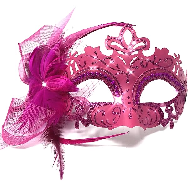 Máscara Rosa Y Oro Para Fiesta | Accesorio De Disfraz Unisex Para Carnaval Y Halloween