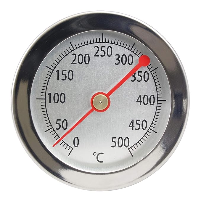 Edelstahl 500 °C Grad Thermometer Wasserdicht mit Clip, Bratofen, Backofen, Pizzaofen, Holzofen, Holzbackofen, Ofenthermomete