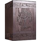 Cremation Urns for Human Ashes Adult Male Female, Wooden Tree of Life Urns Box and Casket for Men Women Child, Pets Cat Dog Urn, Burial Funeral Memorial Urns for ashes, Holds 222 Cubic Inch
