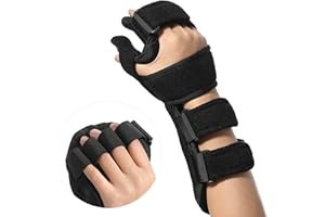 Fanwer Stroke Resting Hand Splint - Night Immobilizer Wrist Finger Brace for Flexion Contractures, Functional 5 Finger Stabilizer Wrap - for Muscle Atrophy Rehab, Arthritis, Tendonitis (Right, Medium)