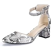 IDIFU Women's IN2 Pedazo Dress Shoes Low Block Heels Comfortable Chunky Closed Toe Ankle Strap Wedding Pumps